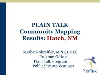 PLAIN TALK Community Mapping Results: Hatch, NM
