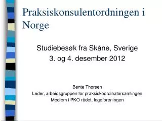 praksiskonsulentordningen i norge