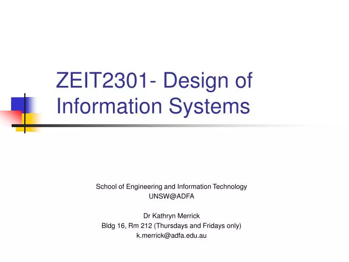 zeit2301 design of information systems