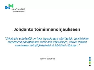 johdanto toiminnanohjaukseen