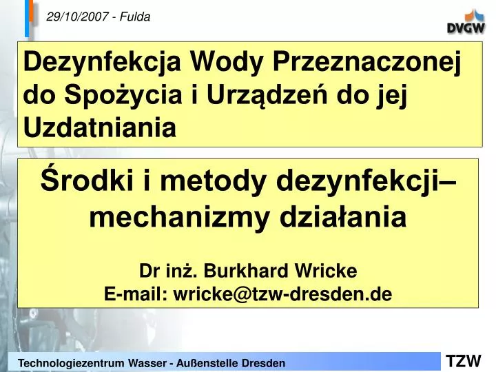 dezynfekcja wody przeznaczonej do spo ycia i urz dze do jej uzdatniania