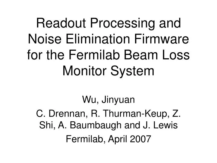 readout processing and noise elimination firmware for the fermilab beam loss monitor system