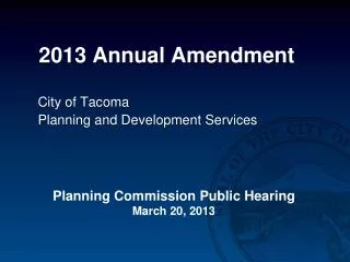 2013 Annual Amendment