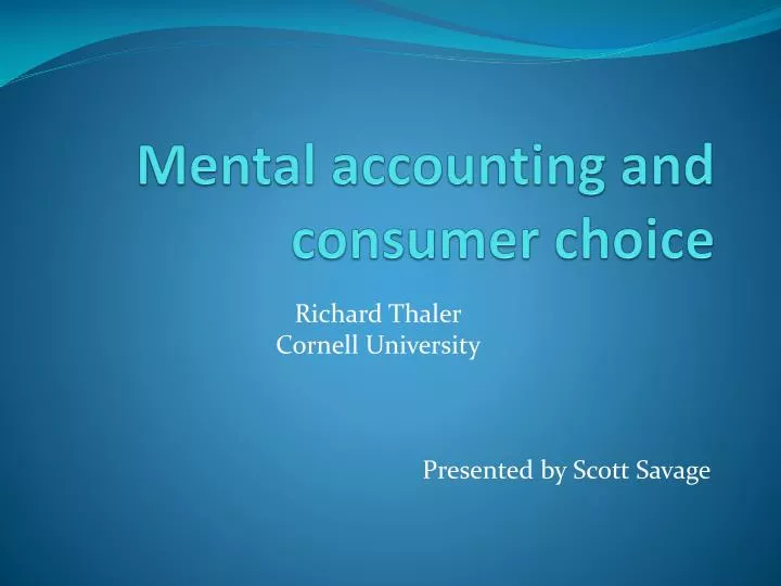 mental accounting and consumer choice