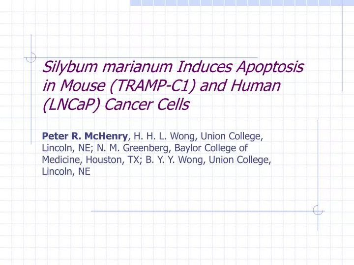 silybum marianum induces apoptosis in mouse tramp c1 and human lncap cancer cells