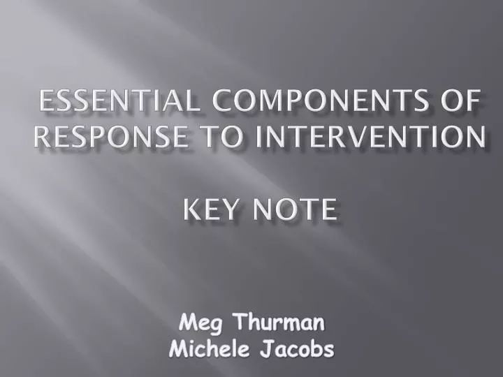 essential components of response to intervention key note