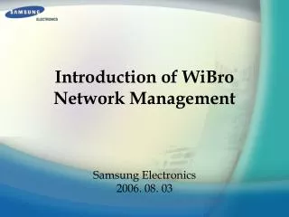 Introduction of WiBro Network Management