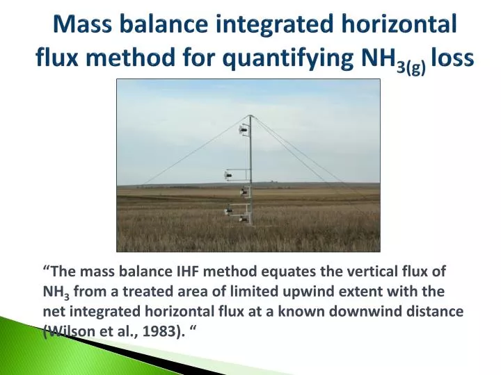 mass balance integrated horizontal flux method for quantifying nh 3 g loss