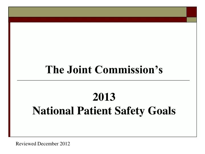 the joint commission s 2013 national patient safety goals