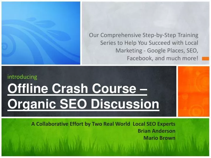 introducing offline crash course organic seo discussion