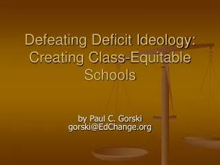 Defeating Deficit Ideology: Creating Class-Equitable Schools