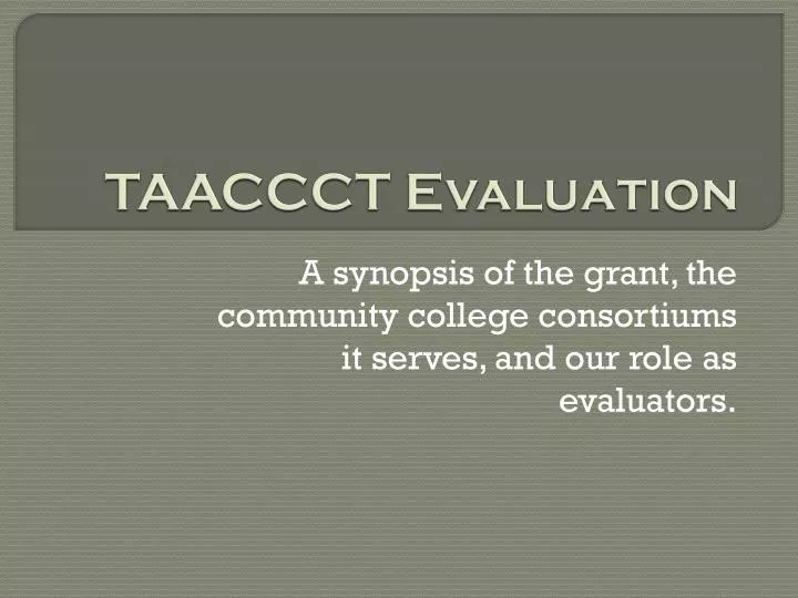 taaccct evaluation