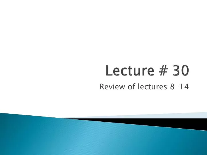 lecture 30