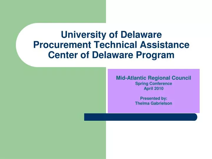 university of delaware procurement technical assistance center of delaware program