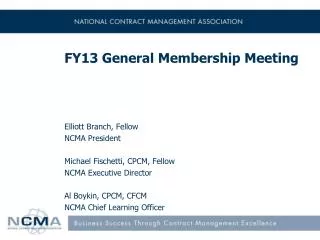 FY13 General Membership Meeting