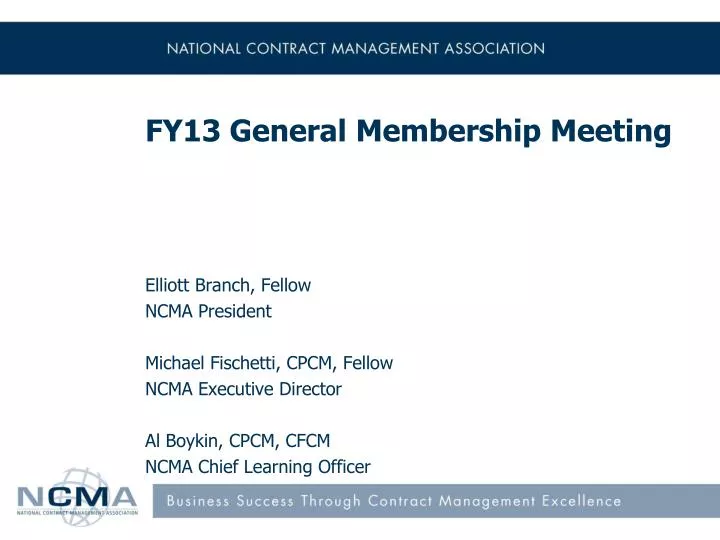 fy13 general membership meeting