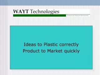 Ideas to Plastic correctly Product to Market quickly