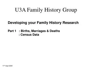 U3A Family History Group