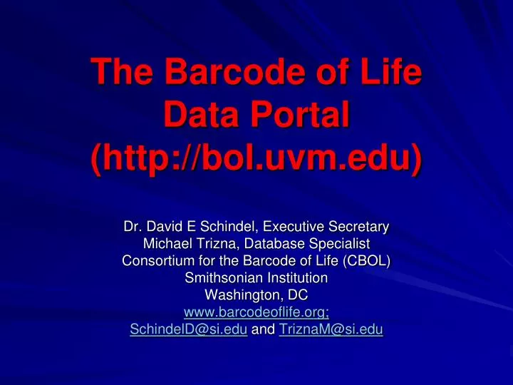 the barcode of life data portal http bol uvm edu