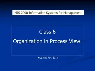 Class 6 Organization in Process View