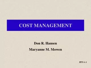 COST MANAGEMENT