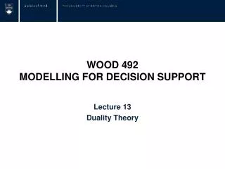 wood 492 modelling for decision support