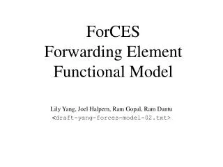 ForCES Forwarding Element Functional Model