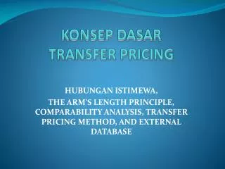 konsep dasar transfer pricing