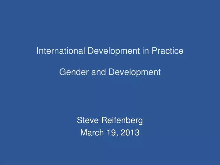 international development in practice gender and development