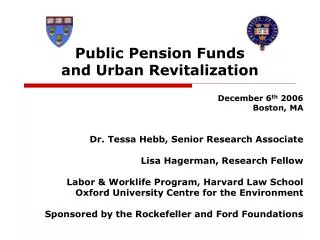 Public Pension Funds and Urban Revitalization