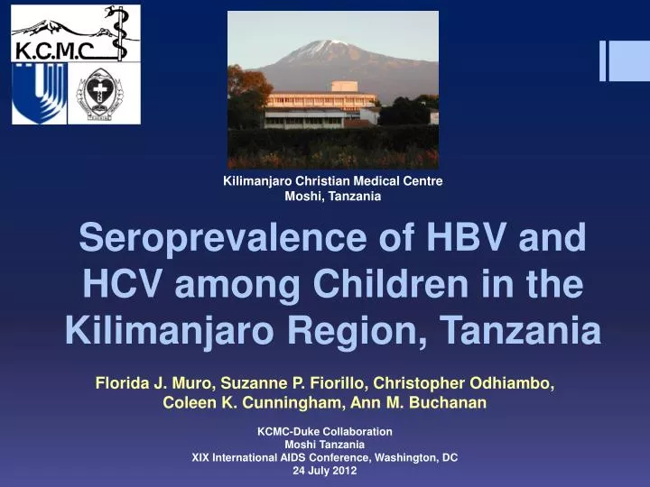 seroprevalence of hbv and hcv among children in the kilimanjaro region tanzania