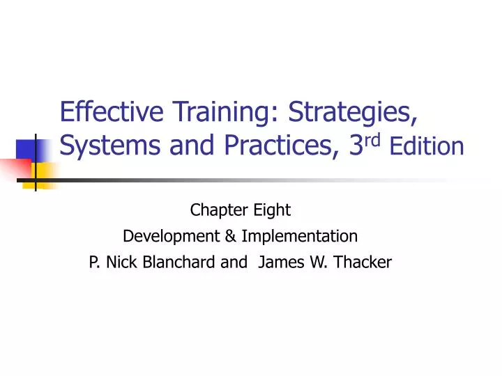 effective training strategies systems and practices 3 rd edition