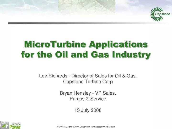 microturbine applications for the oil and gas industry