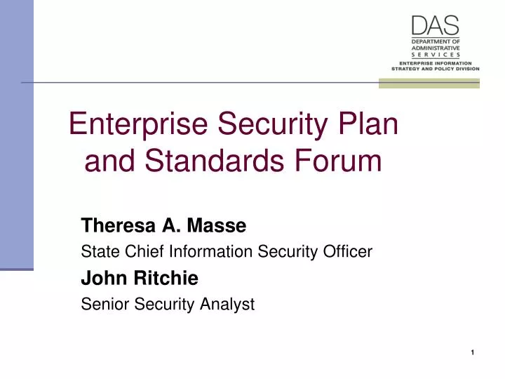 enterprise security plan and standards forum