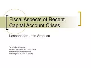 Fiscal Aspects of Recent Capital Account Crises