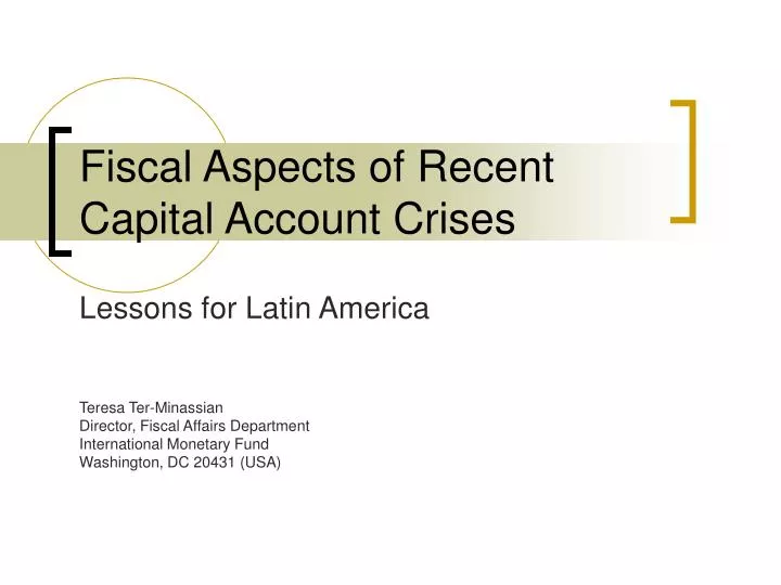 fiscal aspects of recent capital account crises