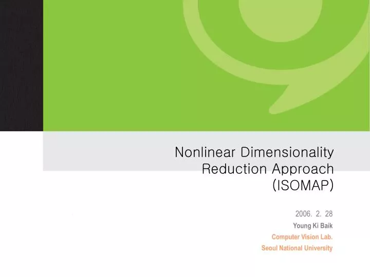 nonlinear dimensionality reduction approach isomap