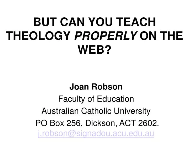 but can you teach theology properly on the web