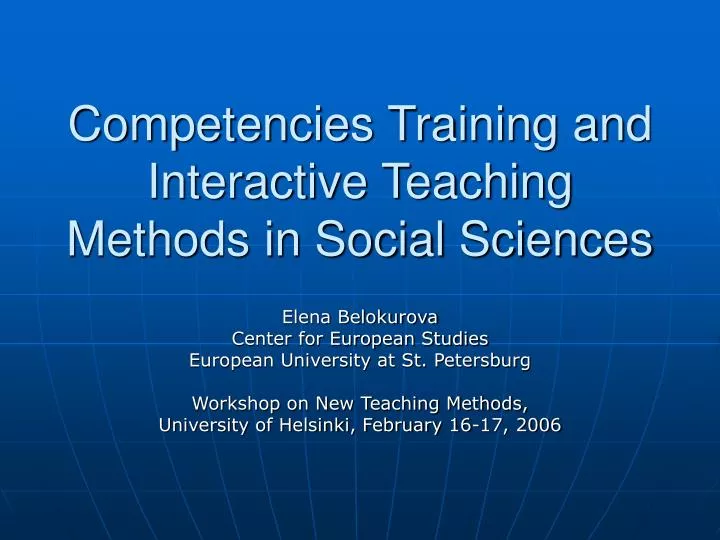 competencies training and interactive teaching methods in social sciences