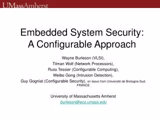 Embedded System Security: A Configurable Approach