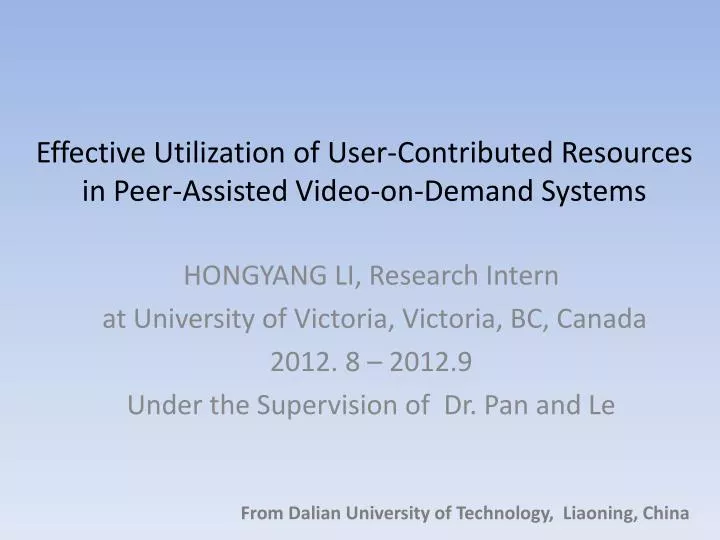 effective utilization of user contributed resources in peer assisted video on demand systems