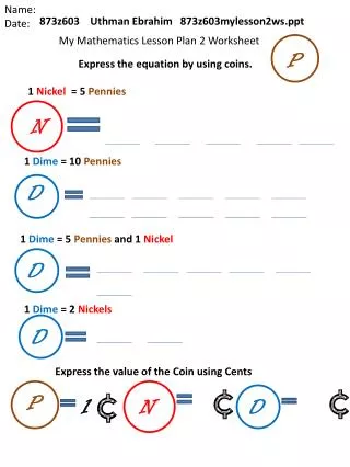 Express the equation by using coins.