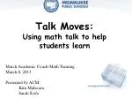Talk Moves: Using math talk to help students learn - slide 1