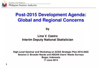 Post-2015 Development Agenda: Global and Regional Concerns