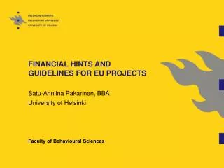 FINANCIAL HINTS AND GUIDELINES FOR EU PROJECTS