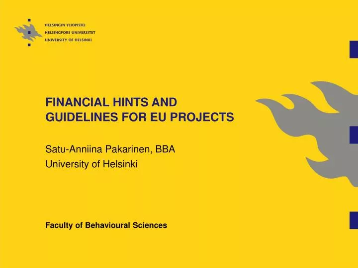 financial hints and guidelines for eu projects