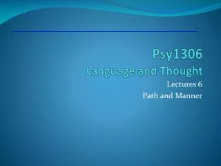 Psy1306 Language and Thought