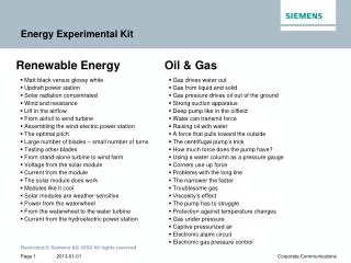 Energy Experimental Kit