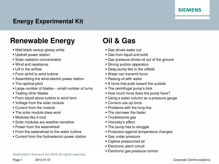 energy experimental kit