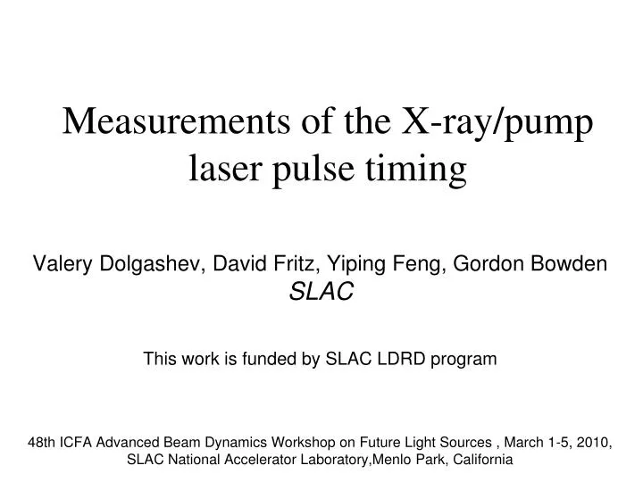 measurements of the x ray pump laser pulse timing